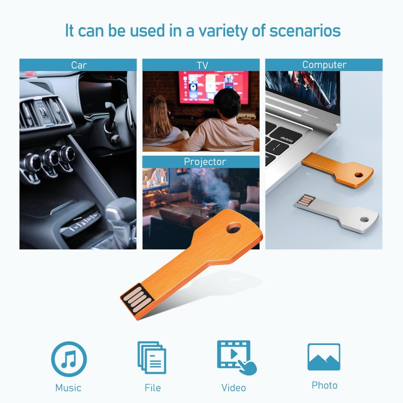 JUANWE 8GB Bulk USB Flash Drive 10 Pack, Waterproof USB Key Jump Drive Colorful Flashdrives 2.0 Portable Metal Memory Storage Stick Mutipack Zip Drive Pendrive 5 Mixcolor - Black/Blue/Pink/Gold/Green - Image 2